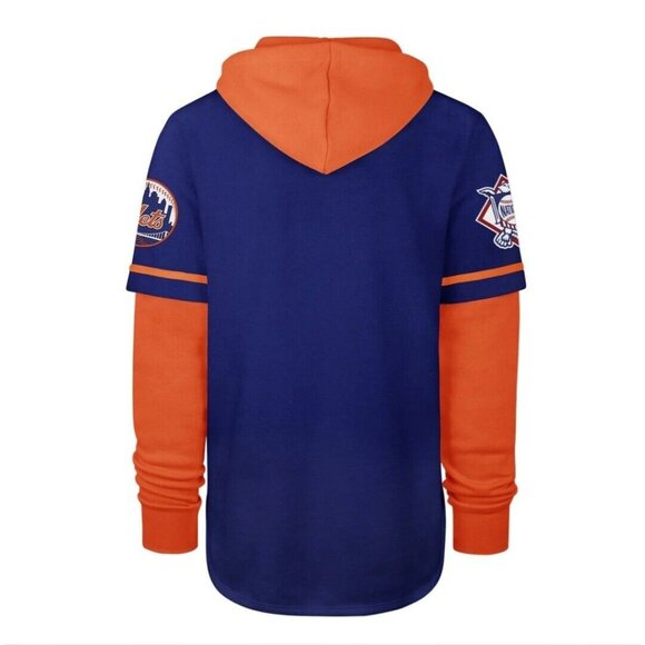 '47 New York Mets Trifecta 47 Shortstop Pullover Men Hoodie L Blue/Orange NWT - Picture 5 of 10